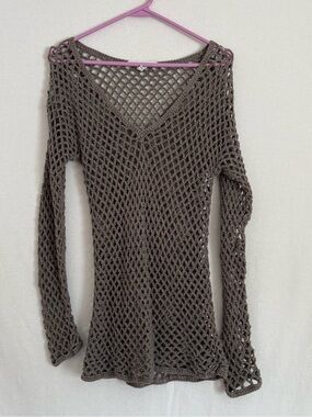 BCBGeneration Taupe Crochet Knit Sweater